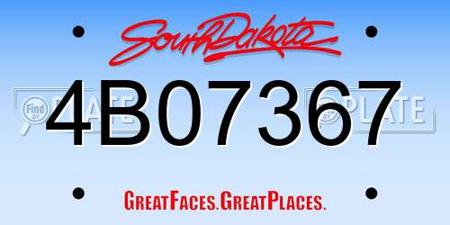 4B07367 South Dakota License Plate