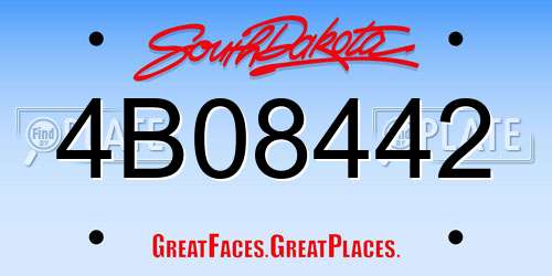 4B08442 South Dakota License Plate