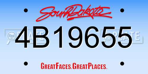 4B19655 South Dakota License Plate