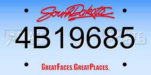 4B19685 South Dakota License Plate