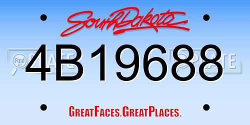4B19688 South Dakota License Plate