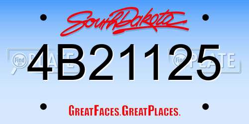4B21125 South Dakota License Plate