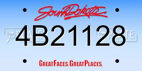 4B21128 South Dakota License Plate