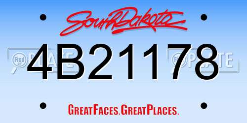 4B21178 South Dakota License Plate