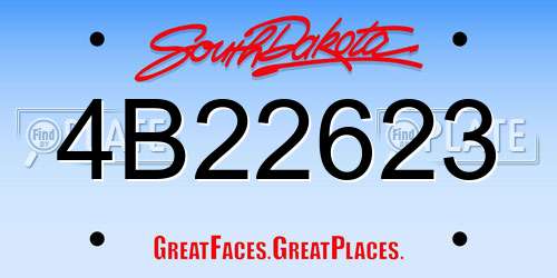 4B22623 South Dakota License Plate