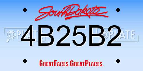 4B25B2 South Dakota License Plate