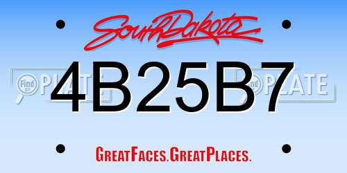 4B25B7 South Dakota License Plate