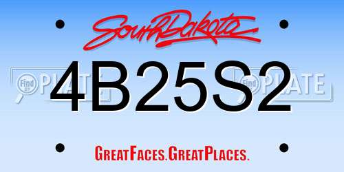 4B25S2 South Dakota License Plate