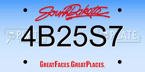 4B25S7 South Dakota License Plate