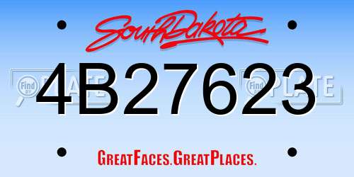 4B27623 South Dakota License Plate