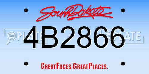 4B2866 South Dakota License Plate