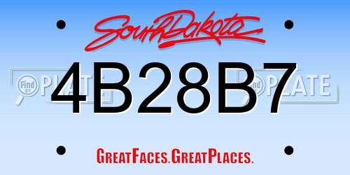 4B28B7 South Dakota License Plate