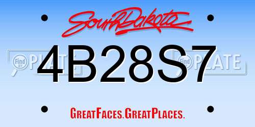 4B28S7 South Dakota License Plate