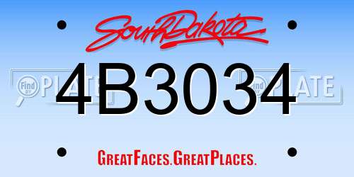 4B3034 South Dakota License Plate