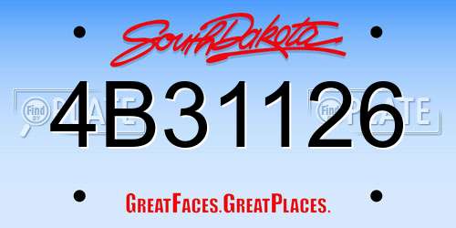 4B31126 South Dakota License Plate
