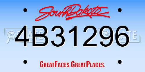 4B31296 South Dakota License Plate