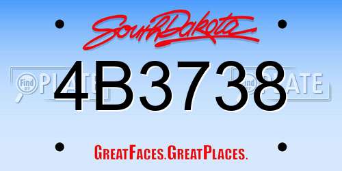 4B3738 South Dakota License Plate
