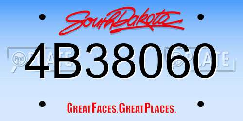 4B38060 South Dakota License Plate