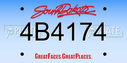 4B4174 South Dakota License Plate