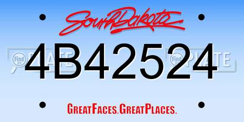 4B42524 South Dakota License Plate