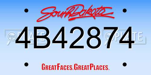 4B42874 South Dakota License Plate