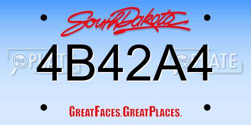 4B42A4 South Dakota License Plate