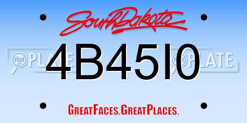 4B45I0 South Dakota License Plate