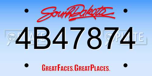4B47874 South Dakota License Plate