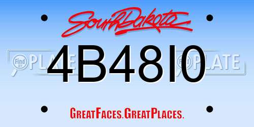 4B48I0 South Dakota License Plate