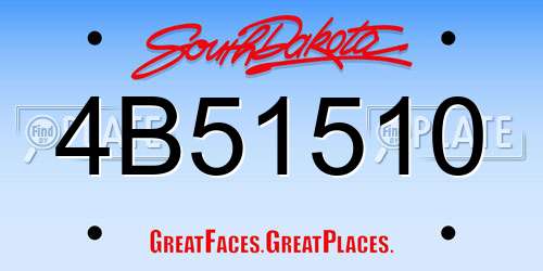 4B51510 South Dakota License Plate