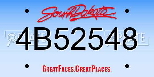 4B52548 South Dakota License Plate