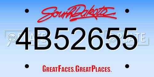 4B52655 South Dakota License Plate