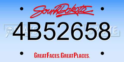 4B52658 South Dakota License Plate