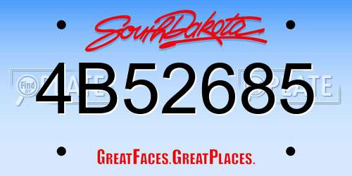 4B52685 South Dakota License Plate