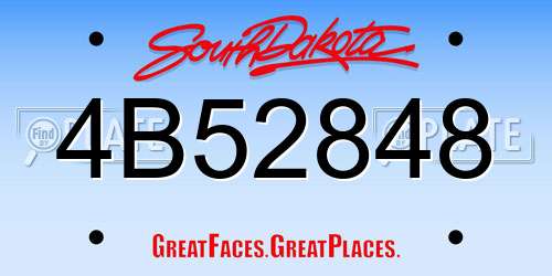 4B52848 South Dakota License Plate