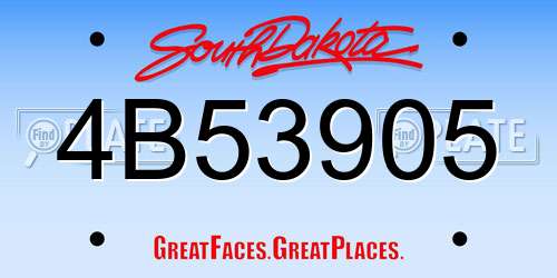 4B53905 South Dakota License Plate