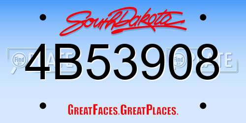 4B53908 South Dakota License Plate