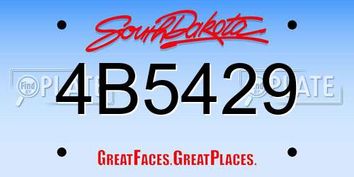 4B5429 South Dakota License Plate