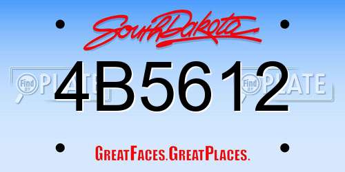 4B5612 South Dakota License Plate