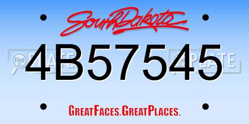 4B57545 South Dakota License Plate