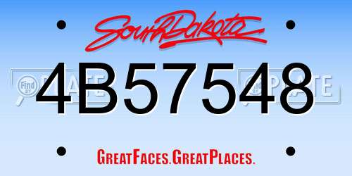 4B57548 South Dakota License Plate