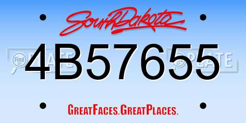 4B57655 South Dakota License Plate
