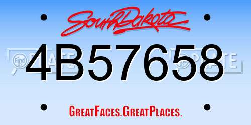 4B57658 South Dakota License Plate