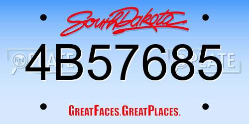 4B57685 South Dakota License Plate