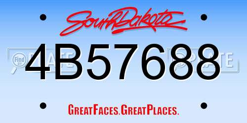 4B57688 South Dakota License Plate
