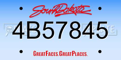 4B57845 South Dakota License Plate