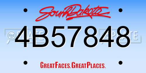 4B57848 South Dakota License Plate