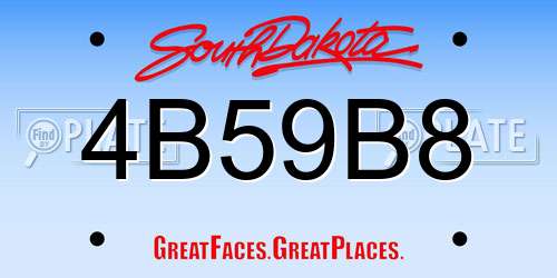 4B59B8 South Dakota License Plate