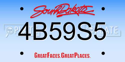 4B59S5 South Dakota License Plate