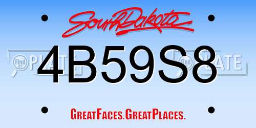 4B59S8 South Dakota License Plate